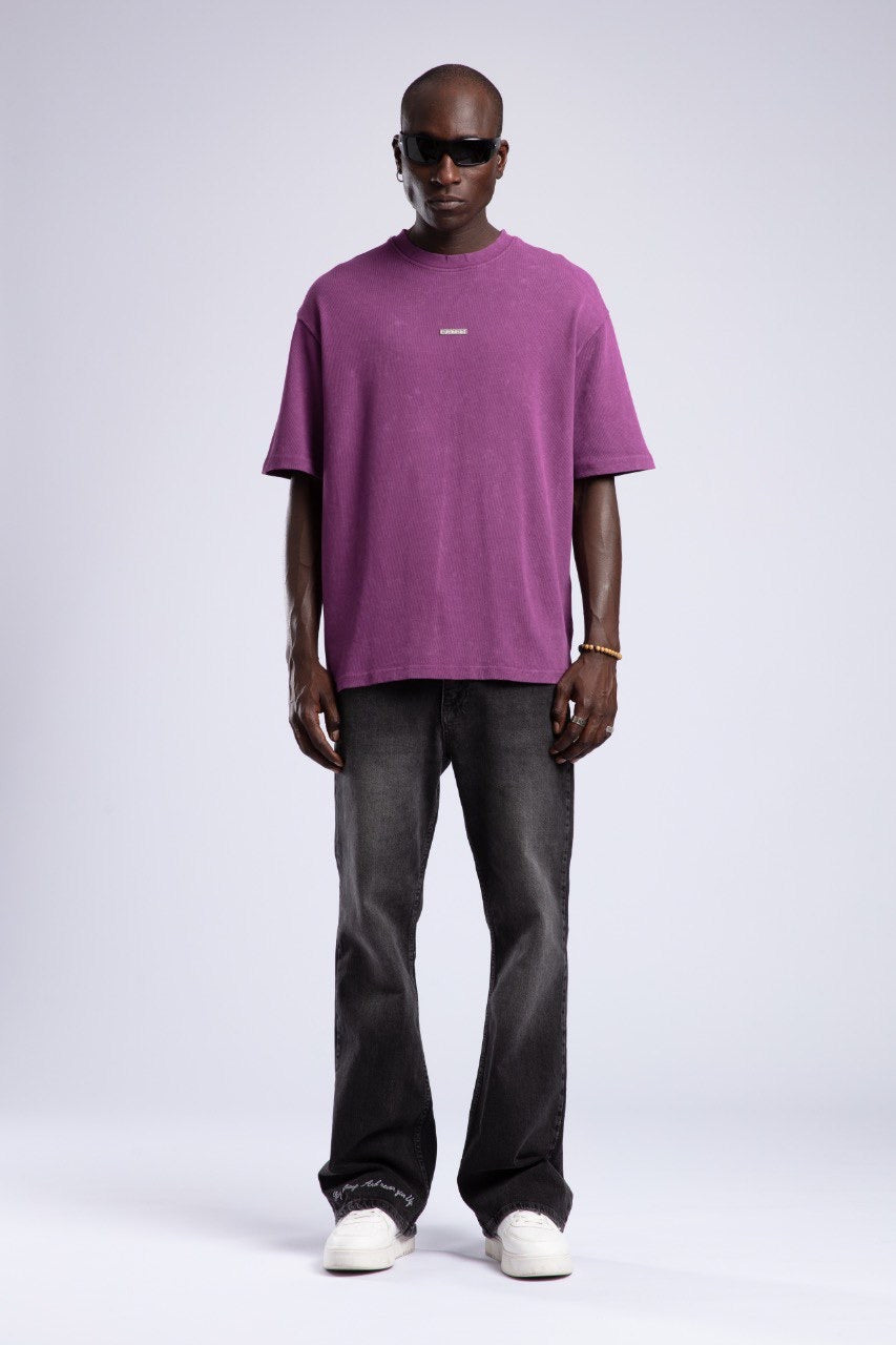 Purple Oversized Tee with Center Chest Logo