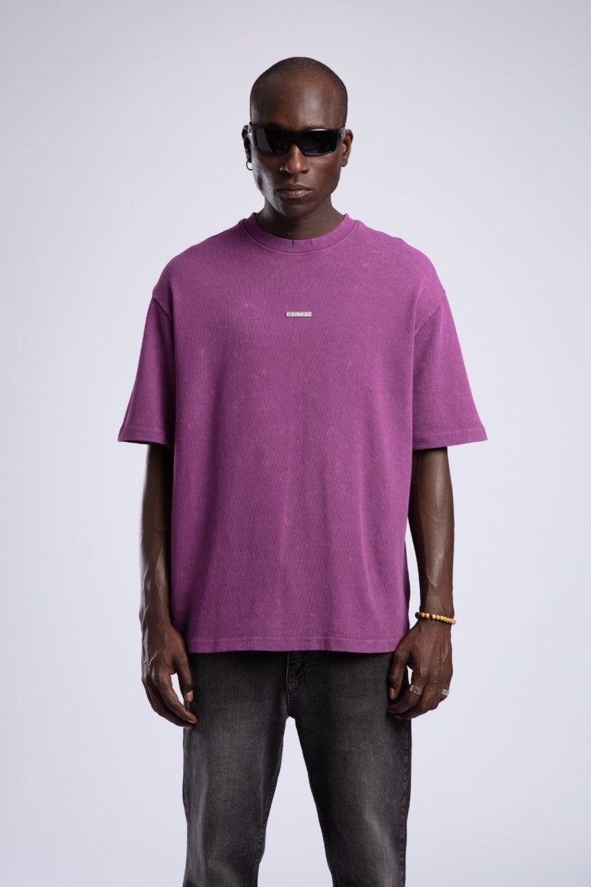 Purple Oversized Tee with Center Chest Logo