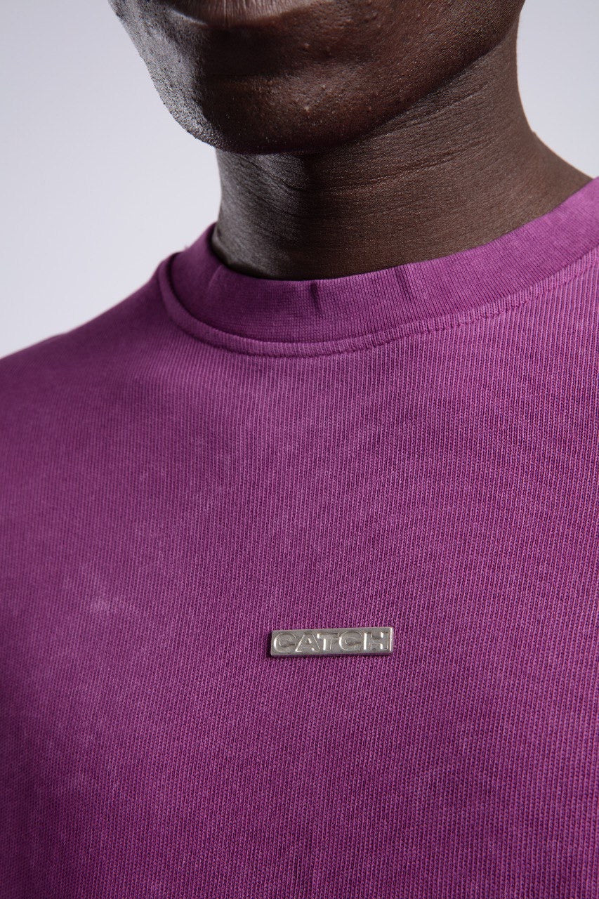 Purple Oversized Tee with Center Chest Logo