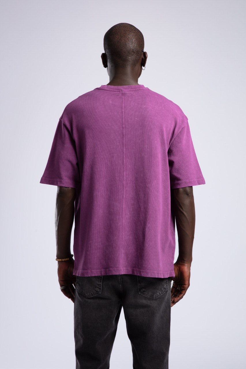 Purple Oversized Tee with Center Chest Logo