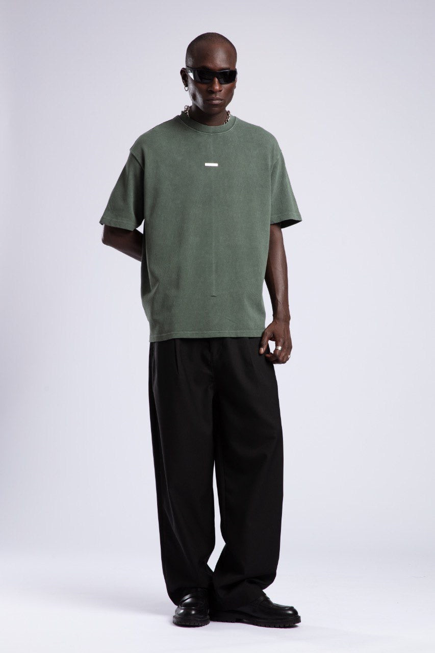 Oversized Olive Tee & Wide Grey