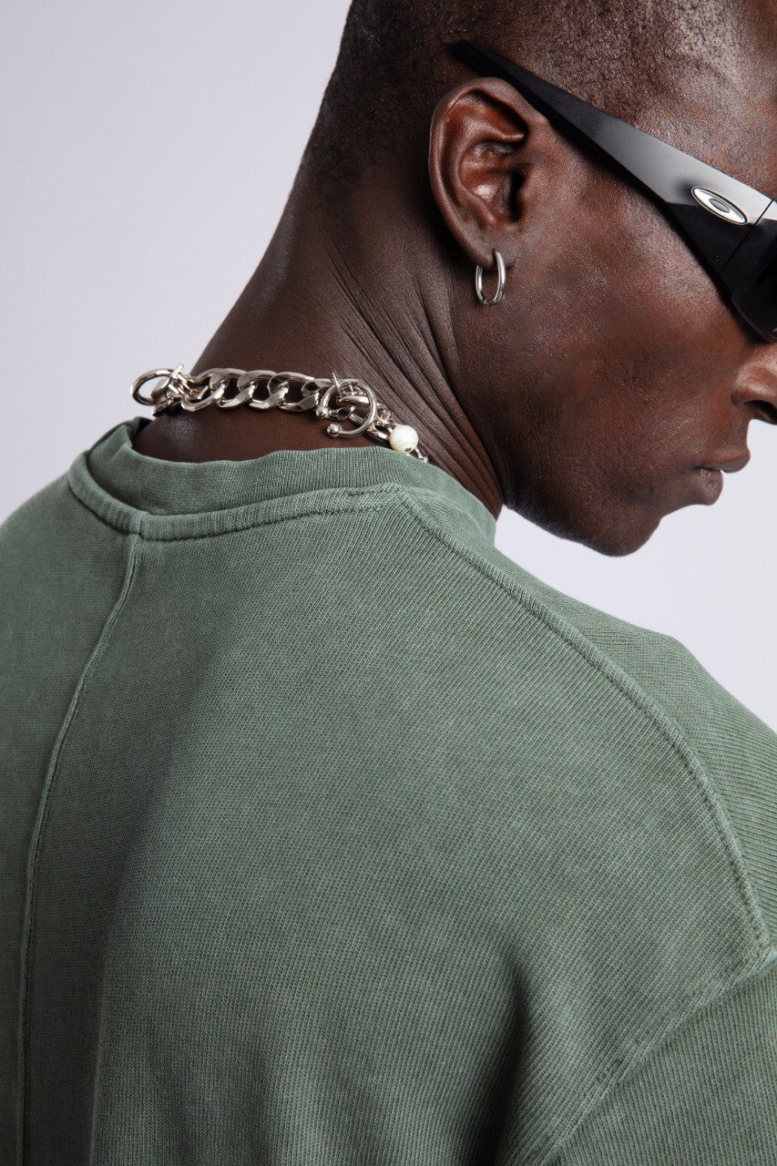 Oversized Olive Tee & Wide Grey