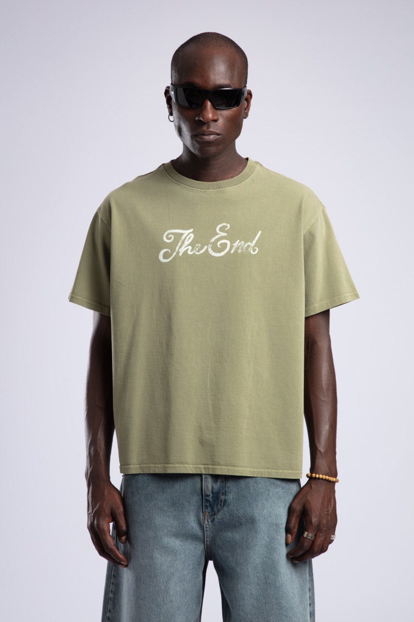 Green “The End” Tee & Washed