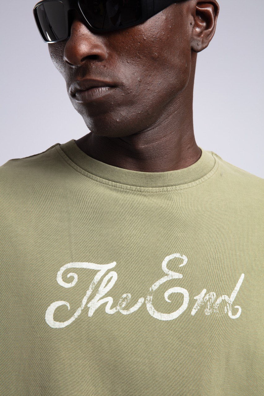 Green “The End” Tee & Washed