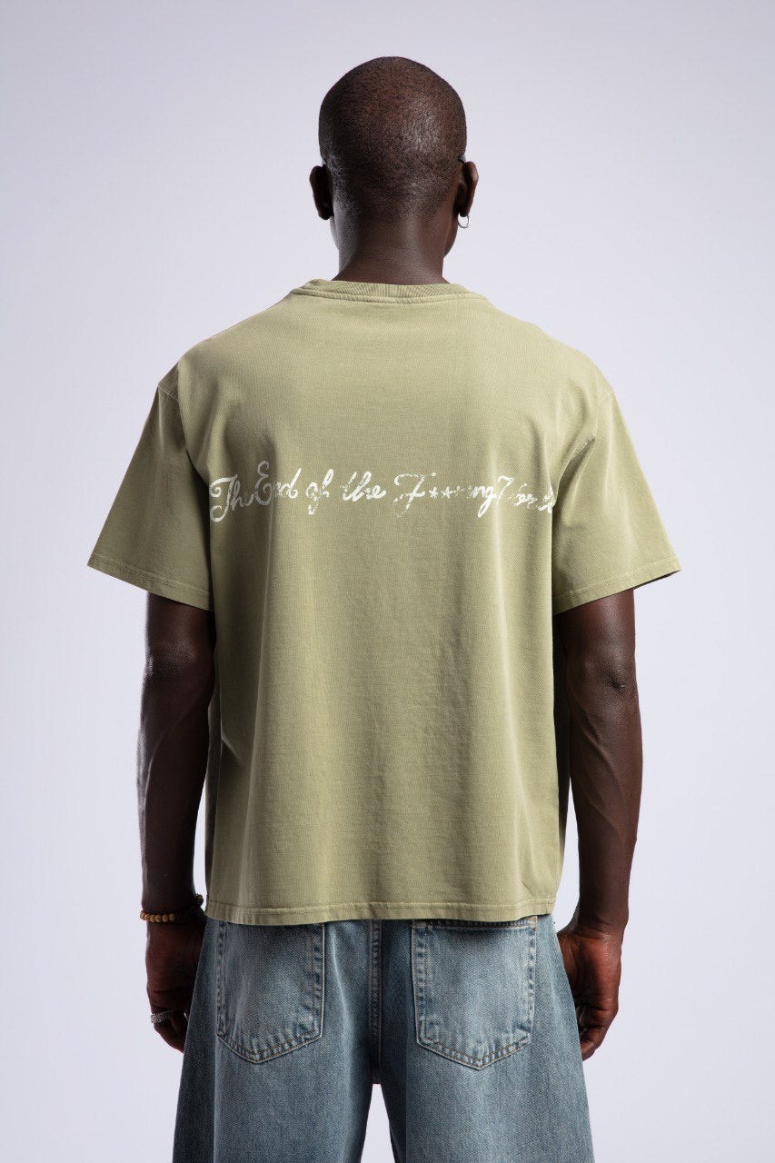Green “The End” Tee & Washed