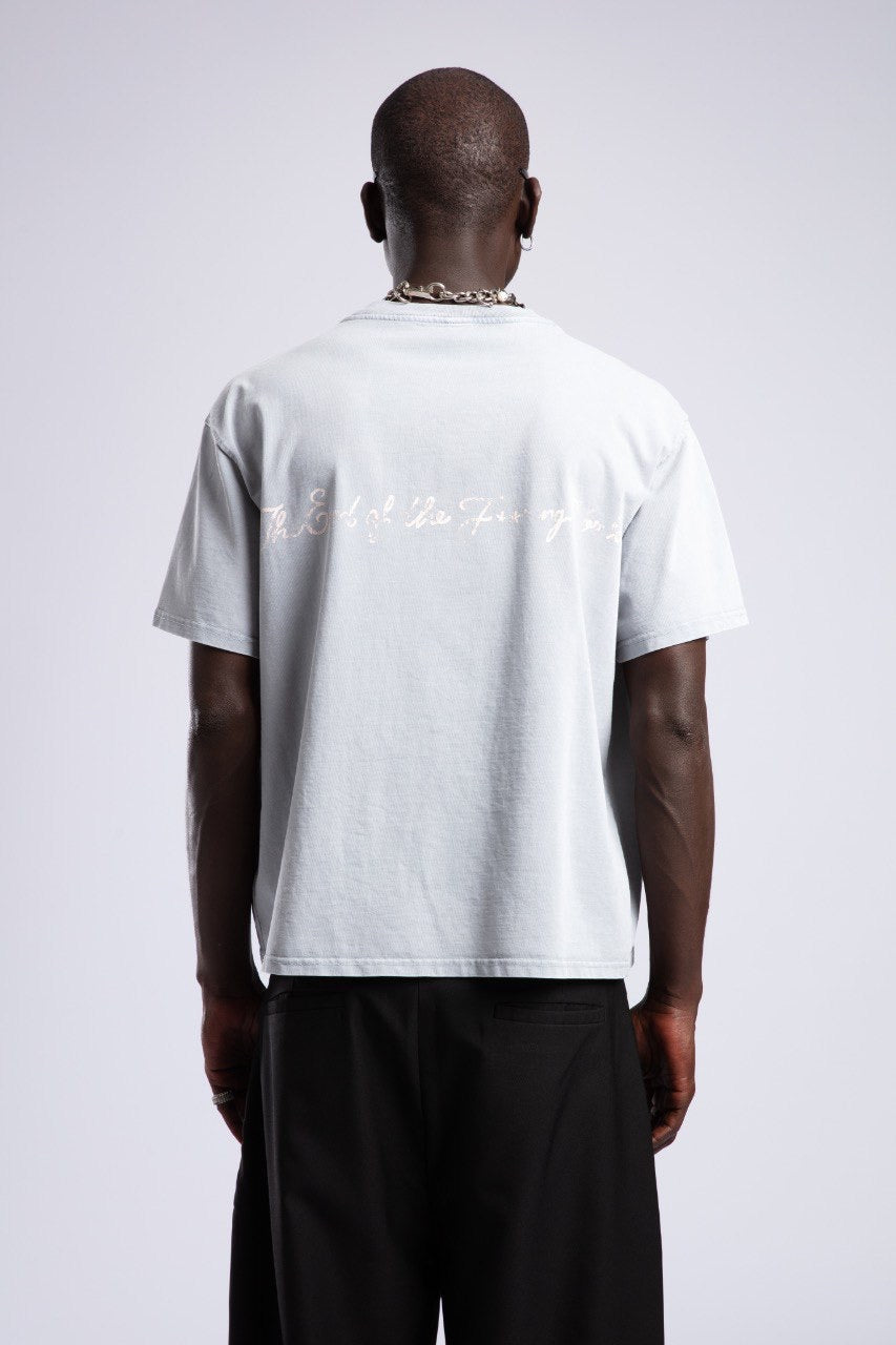 Light Grey “The End” Tee & Black Trousers Set