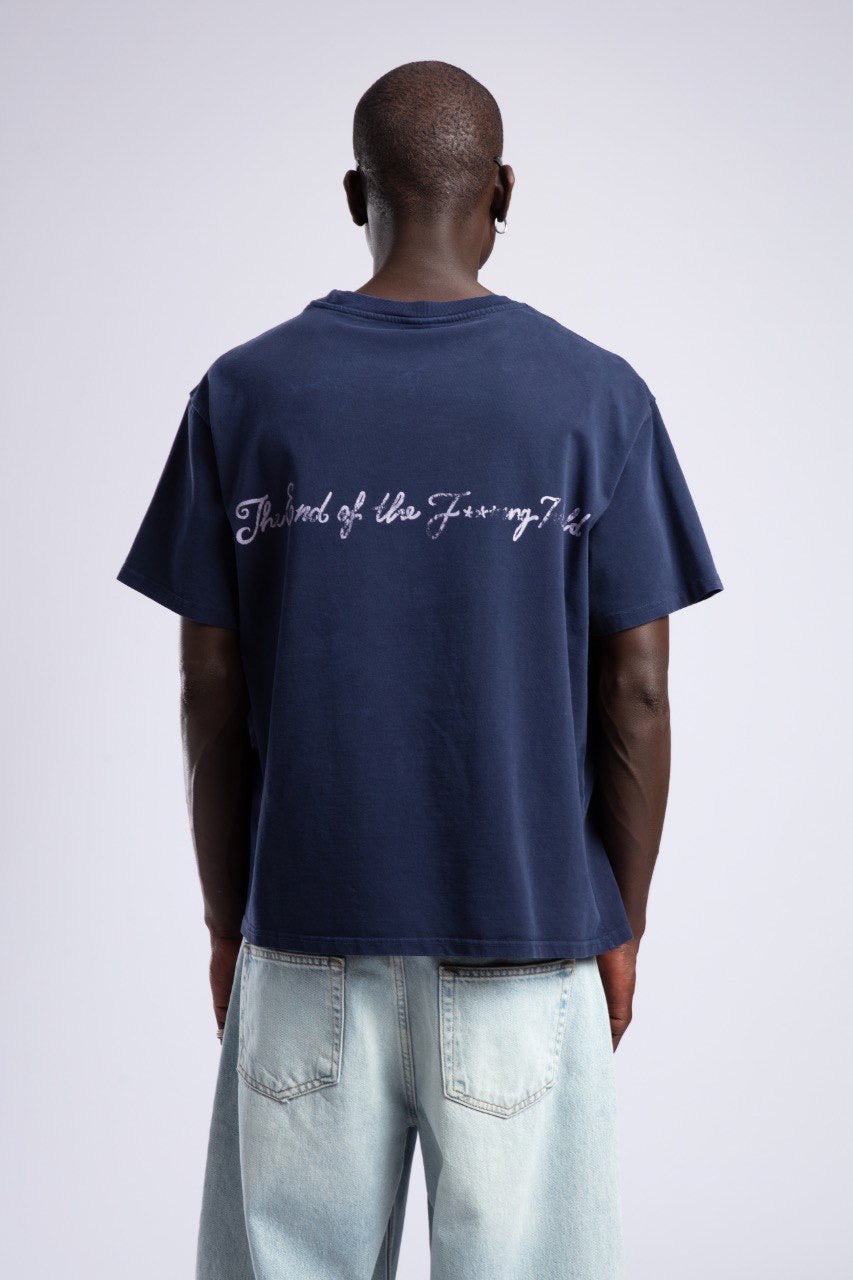 Navy “The End” Tee & Light Baggy Denim Set