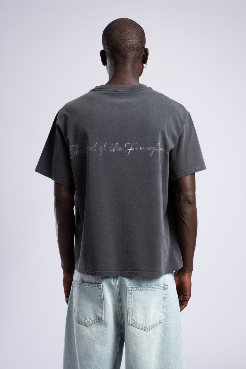 Charcoal “The End” Tee & Light Baggy Jeans Set