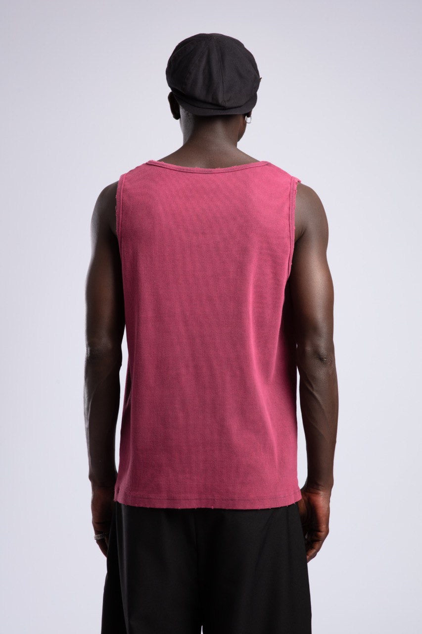 Burgundy Tank Top & Black Baggy Pants Set