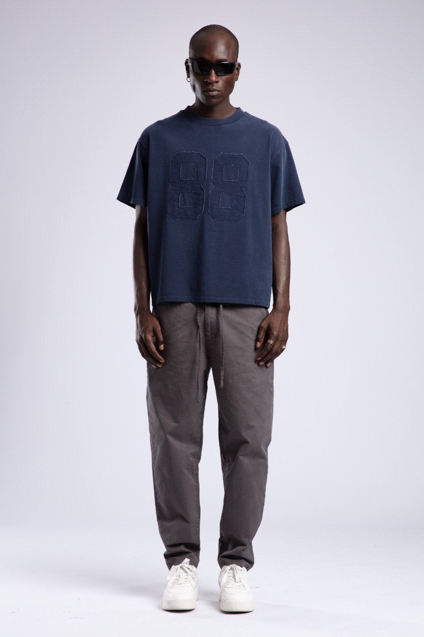 Washed Navy T-Shirt with Bold 88 Patch Design