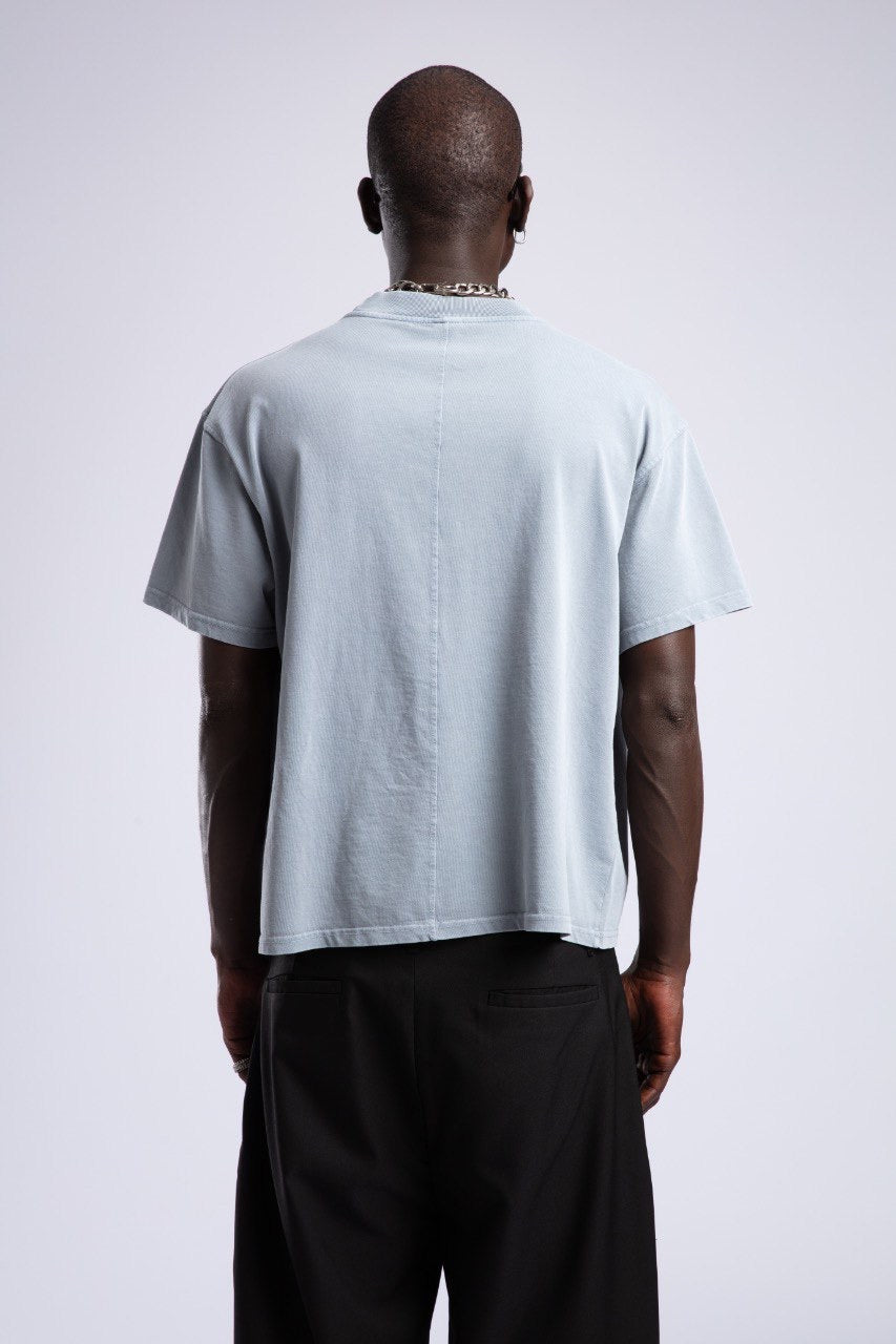Washed Light Blue T-Shirt with Bold 88 Patch Design