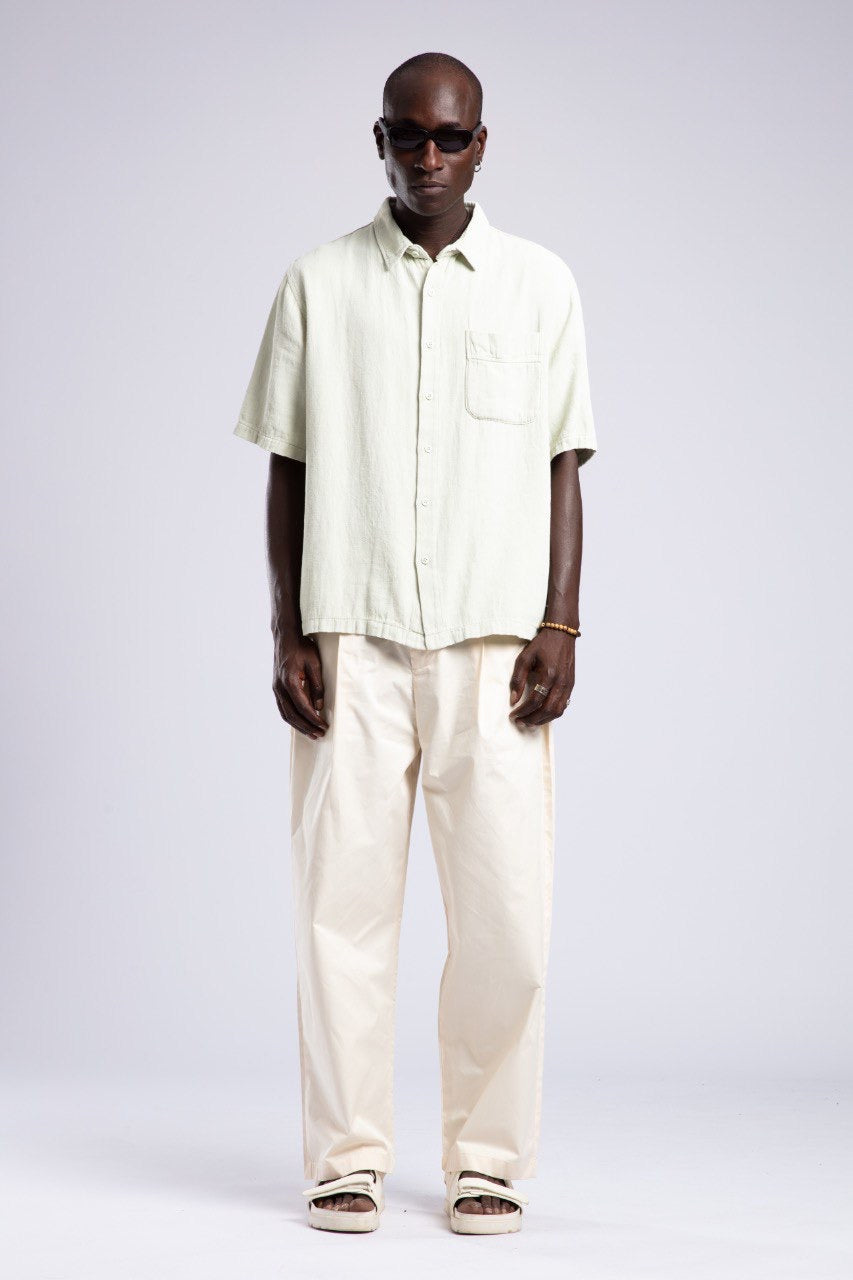 Cream Short Sleeve Shirt – Casual Button Down