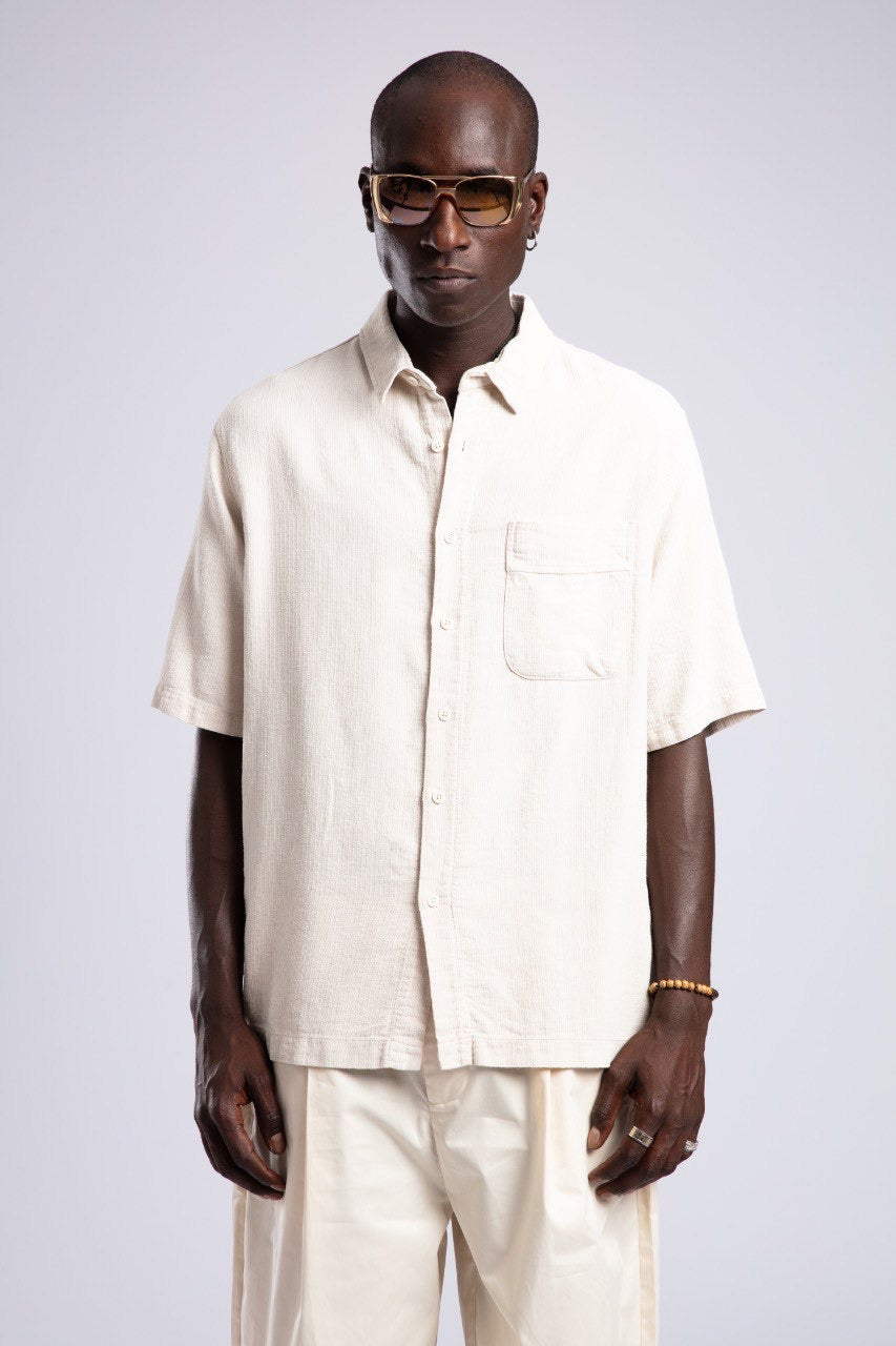 Off-White Short Sleeve Button-Down Shirt