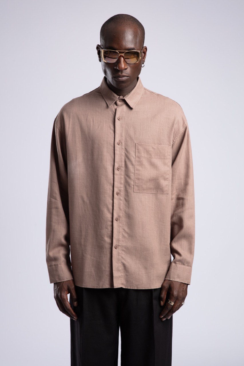 Mocha Brown Linen Shirt for Men – Relaxed Fit