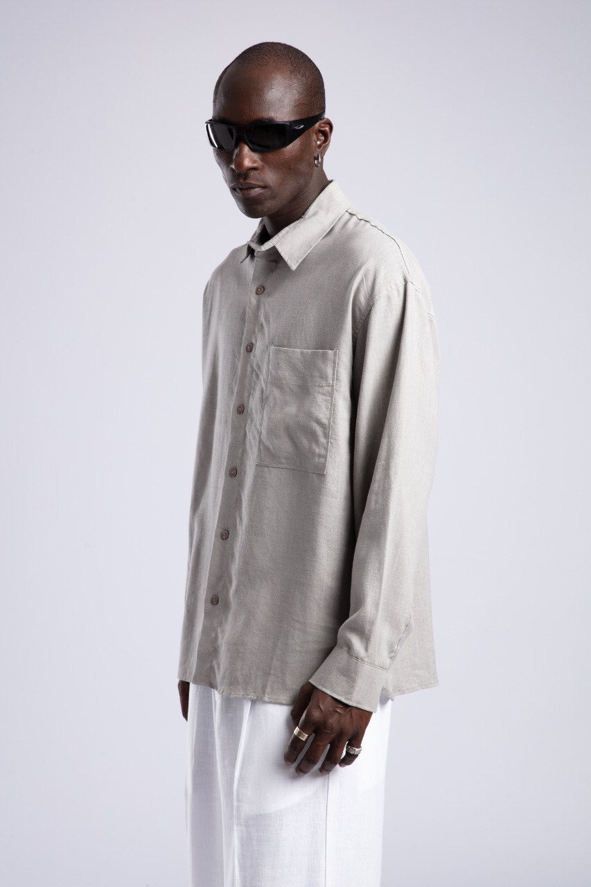 Light Grey Linen Shirt for Men – Relaxed Fit