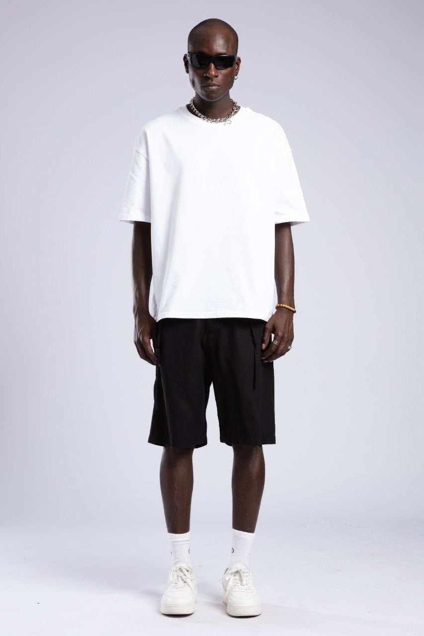 Relaxed Black Knee-Length Casual Streetwear Shorts