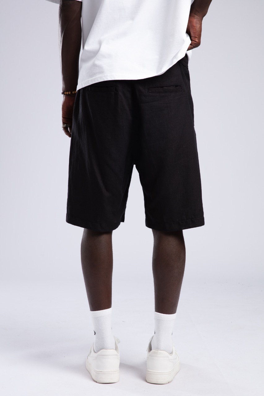 Relaxed Black Knee-Length Casual Streetwear Shorts