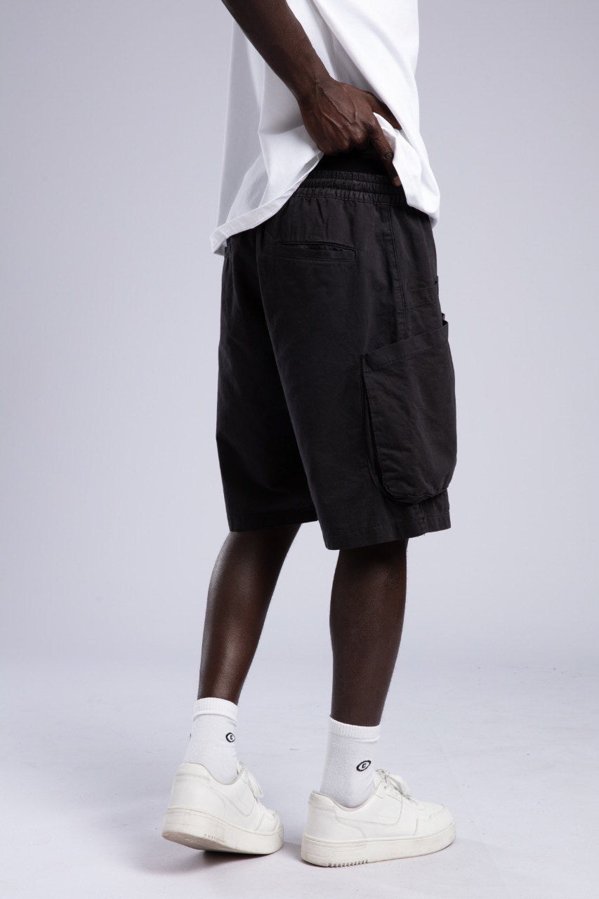 Men's White T-Shirt & Black Cargo Shorts Set