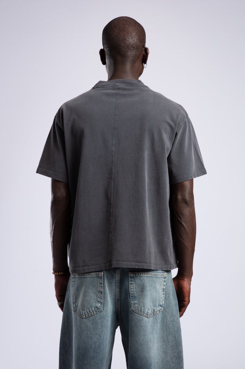 Men's Grey T-Shirt with Logo & Light Blue Jeans