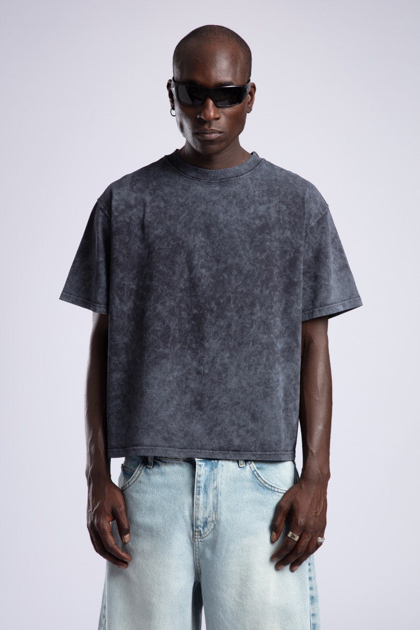 Charcoal Washed Oversized Cotton T-Shirt for Men