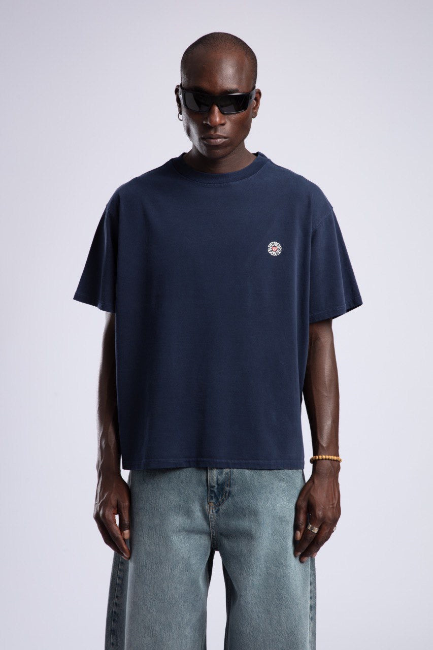Minimalist Navy Blue Oversized Cotton T-Shirt