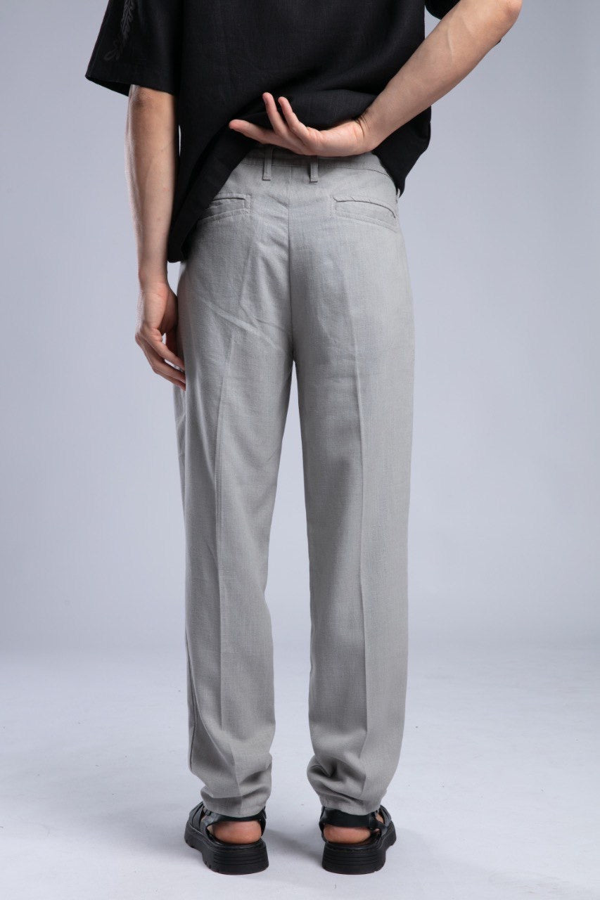 Men’s Grey Linen Drawstring Pants – Modern Relaxed Fit