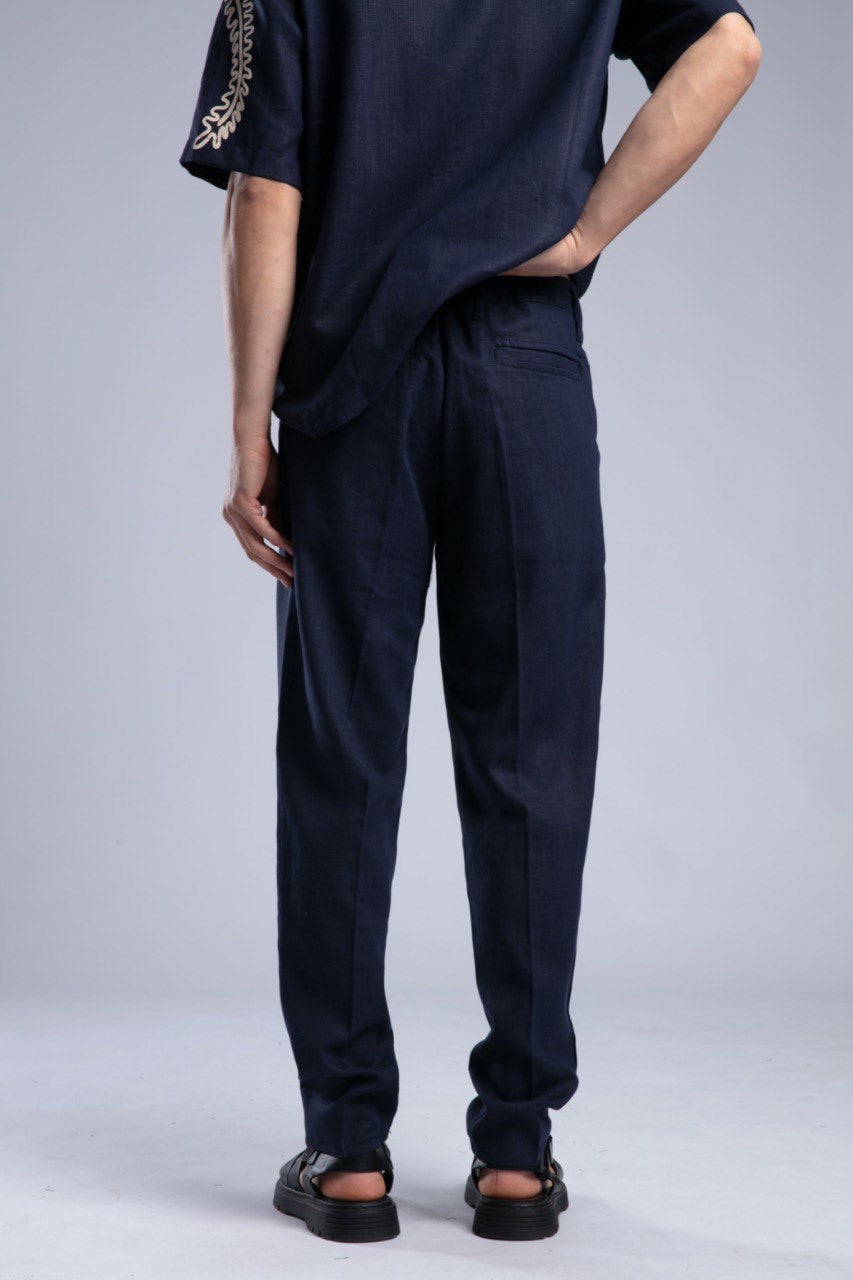 Men’s Navy Linen Drawstring Pants – Relaxed Summer Fit