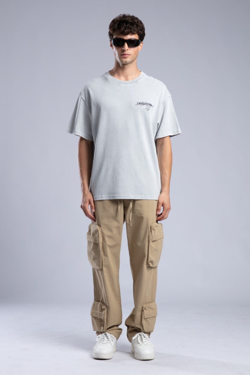 Men’s Khaki Cargo Drawstring Pants – Casual Utility Style