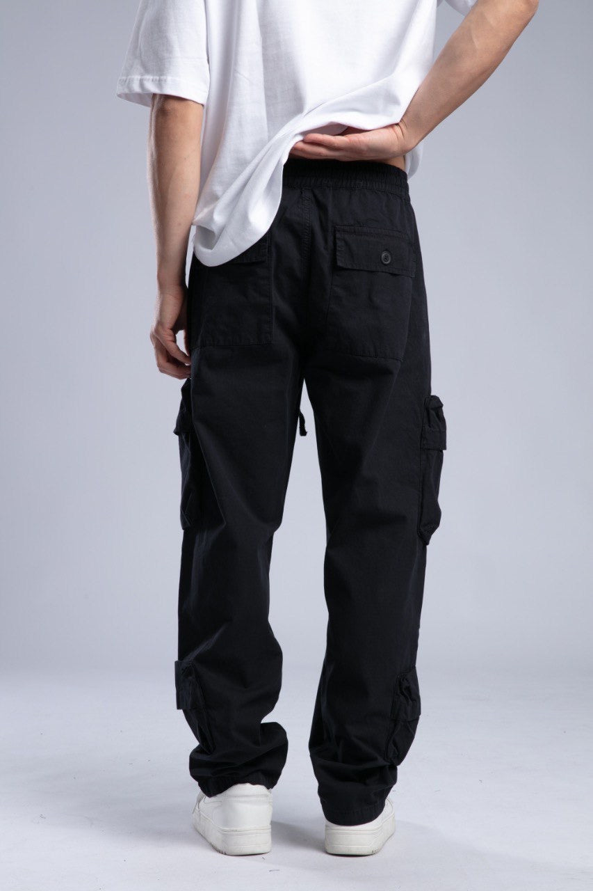 Men’s Black Cargo Drawstring Pants – Utility Streetwear Fit