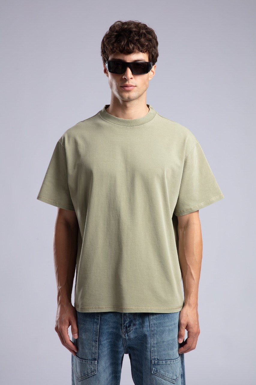 Sage Green Oversized T-Shirt for Men – Minimal Streetwear