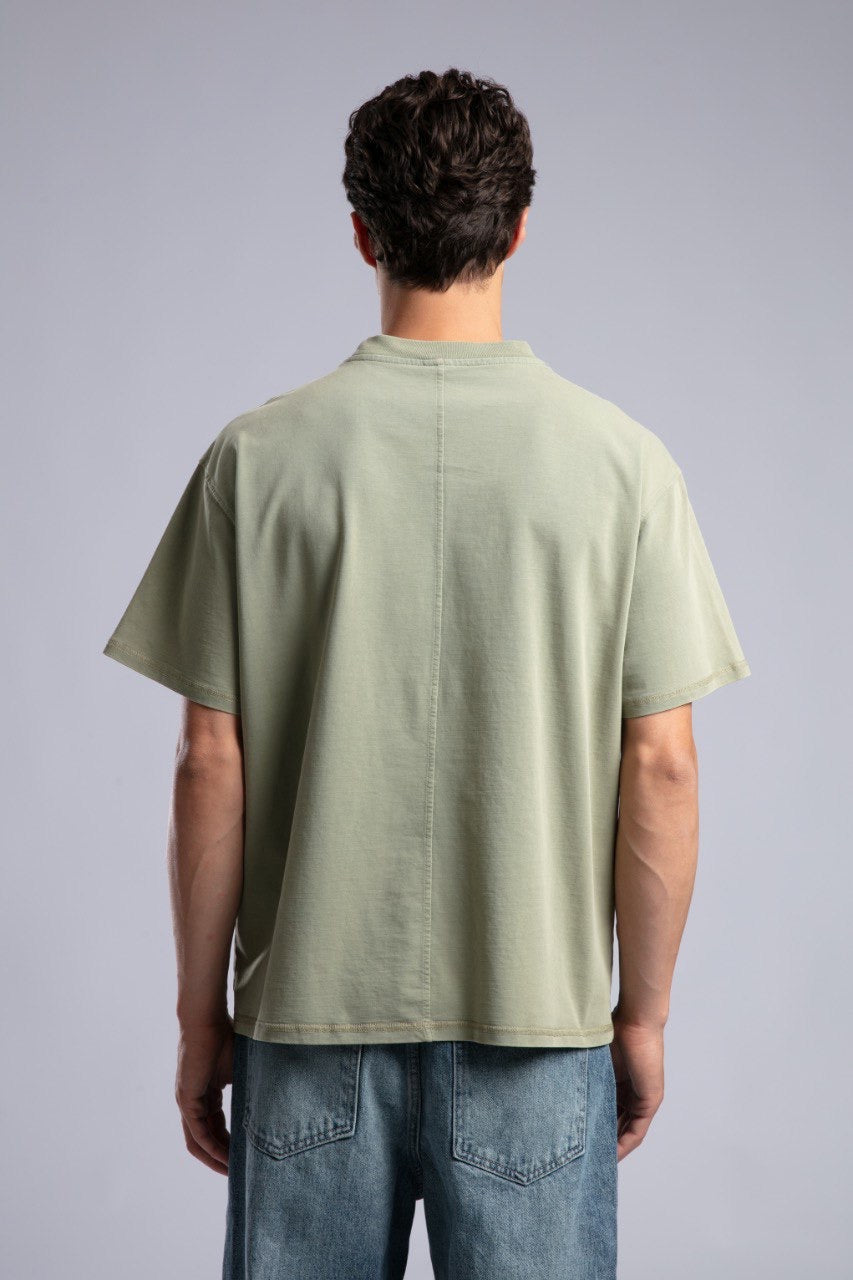 Sage Green Oversized T-Shirt for Men – Minimal Streetwear