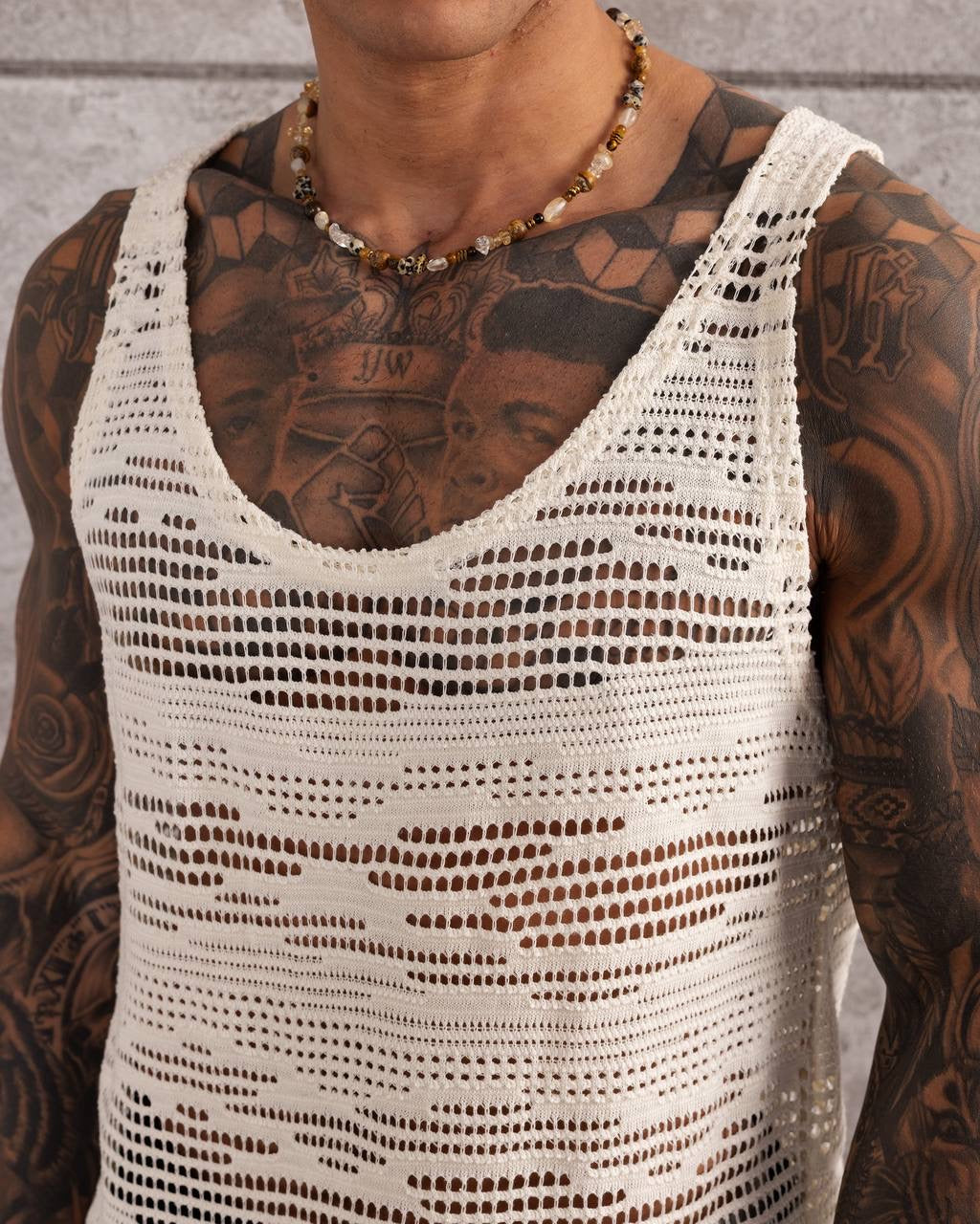 Trendy Mesh Summer Wear Crocheted Tank Top