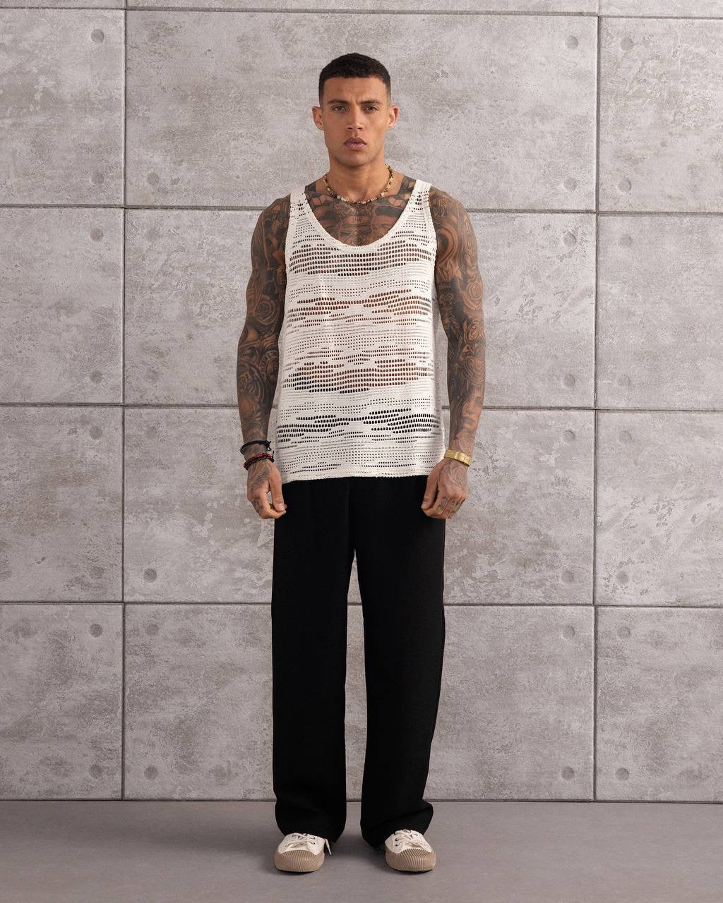 Trendy Mesh Summer Wear Crocheted Tank Top
