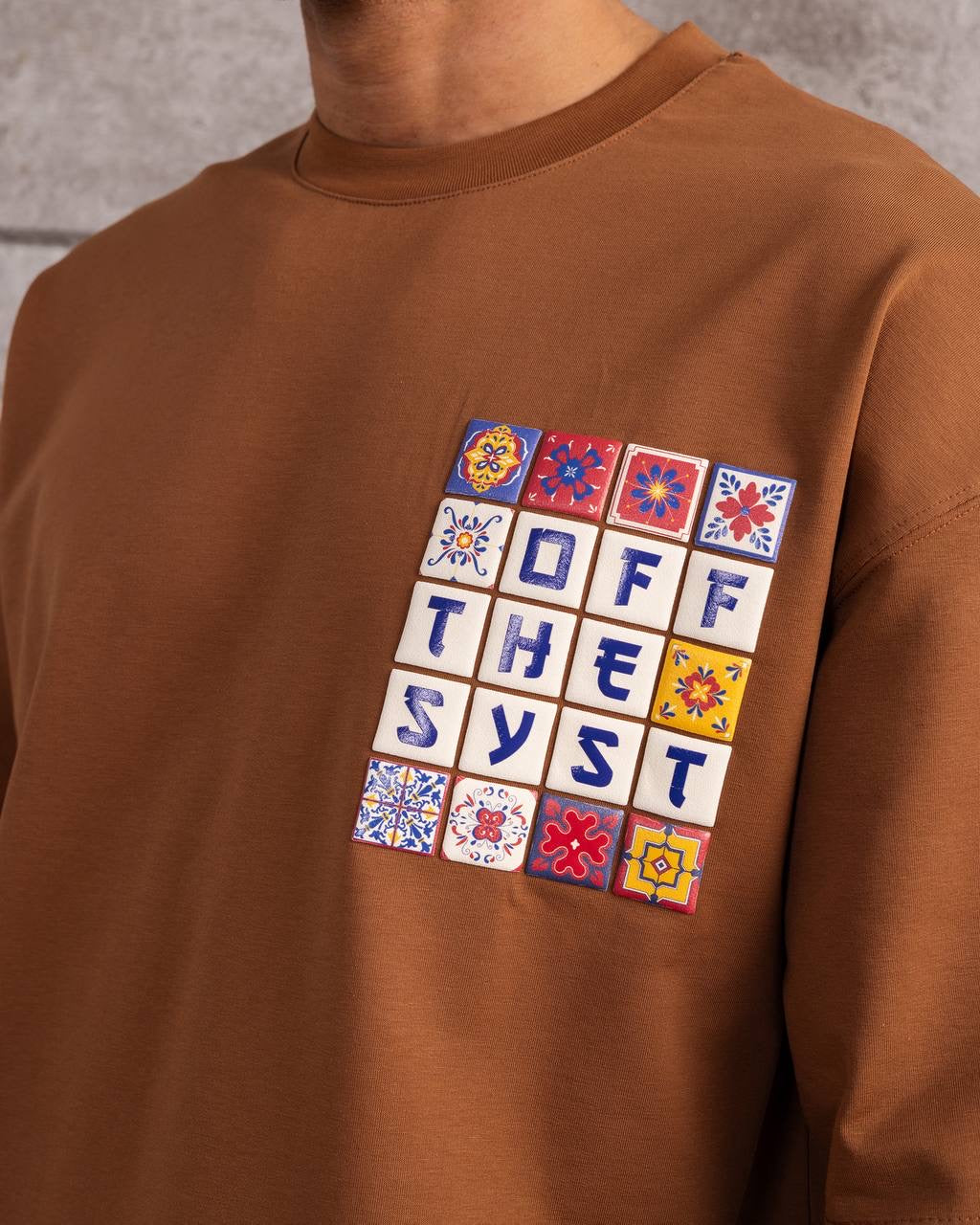 Retro Tile Graphic Oversized T-Shirt – Unisex Streetwear Tee