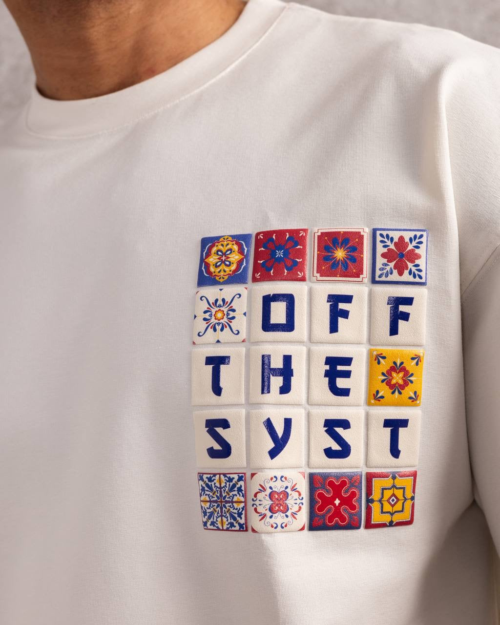 Retro Tile Graphic Oversized T-Shirt – Unisex Streetwear Tee