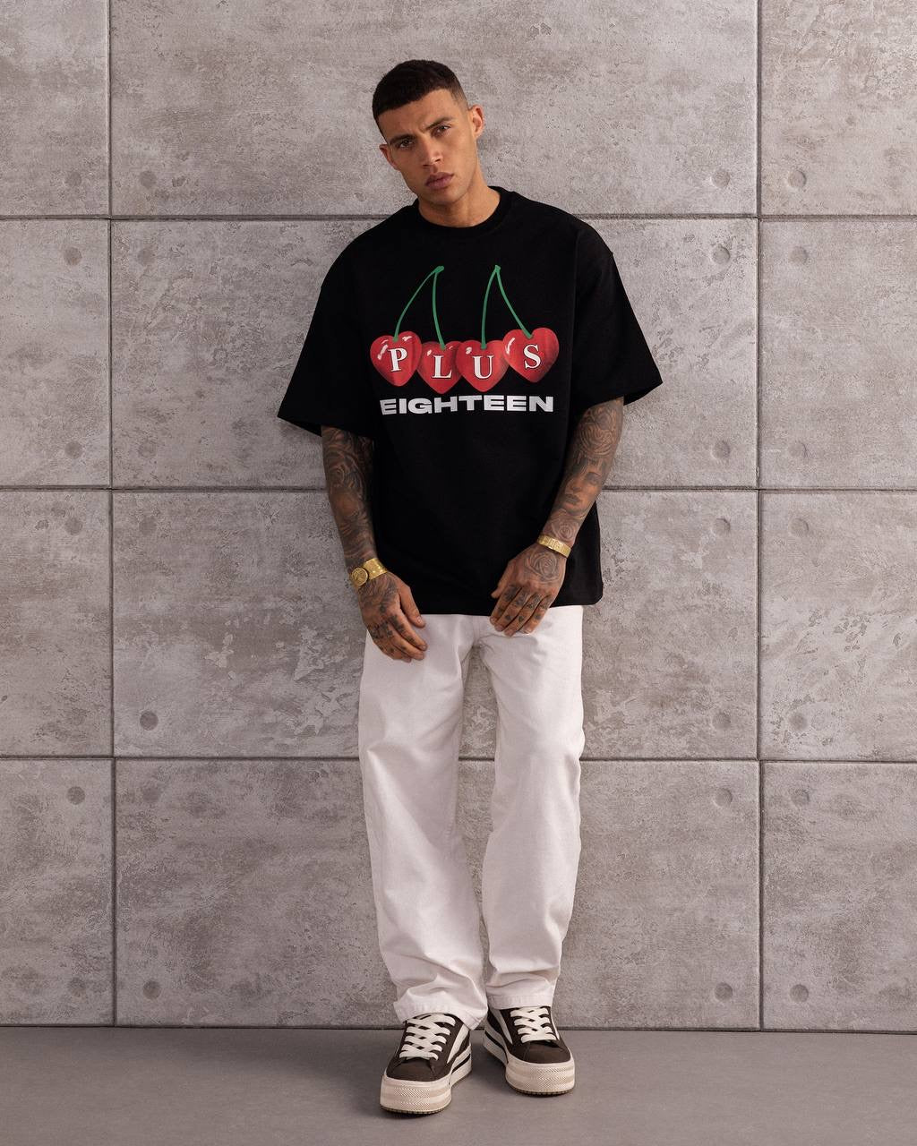 Plus Eighteen Oversized Cherry Graphic T-Shirt