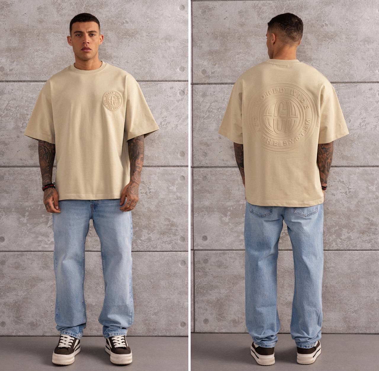 Embossed Back Logo Oversized T-Shirt for Men