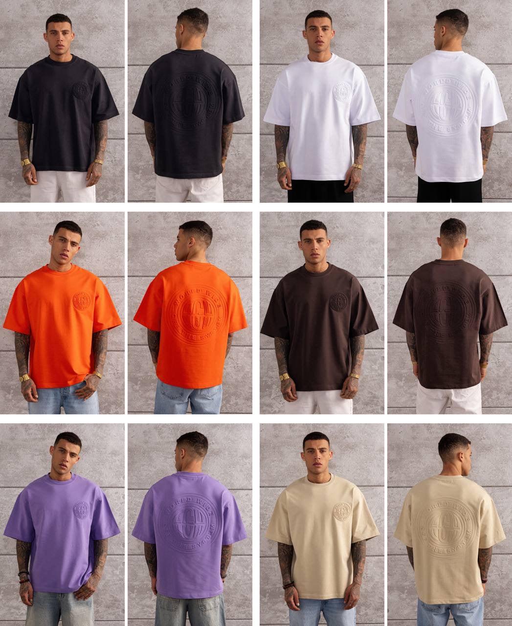 Embossed Back Logo Oversized T-Shirt for Men