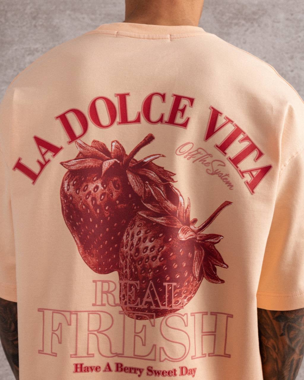 La Dolce Vita Strawberry Graphic Oversized T-Shirt Ffor Men’s