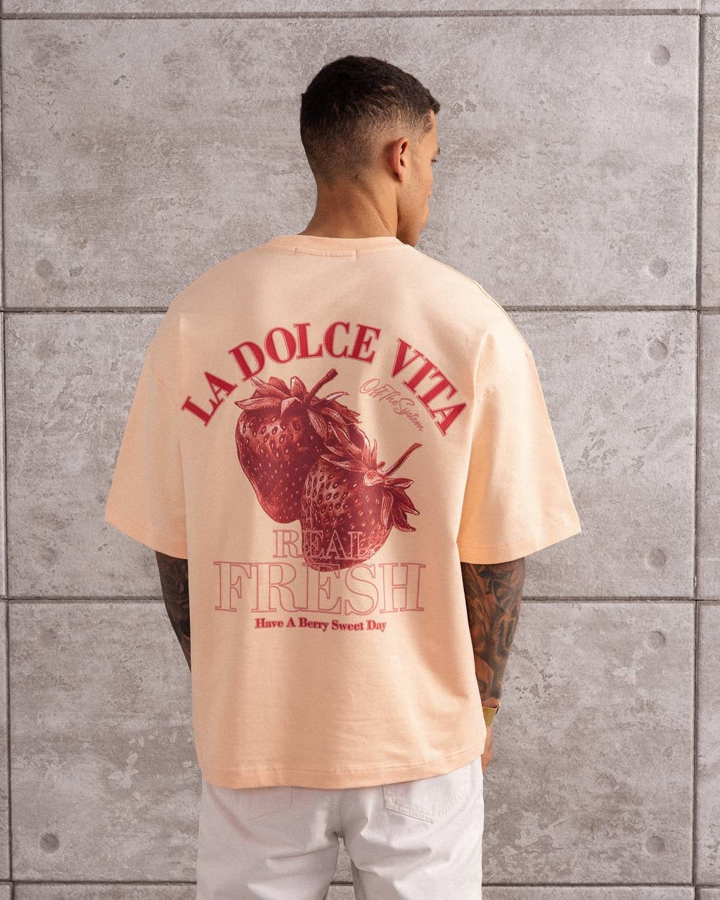 La Dolce Vita Strawberry Graphic Oversized T-Shirt Ffor Men’s