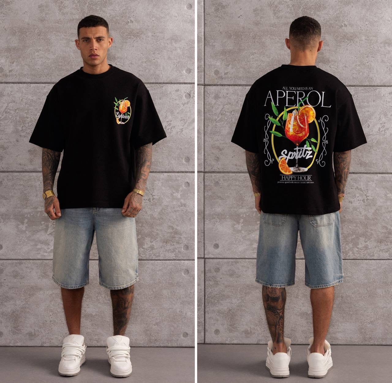 Men’s Summer Aperol Spritz Graphic Oversized Streetwear T-Shirt