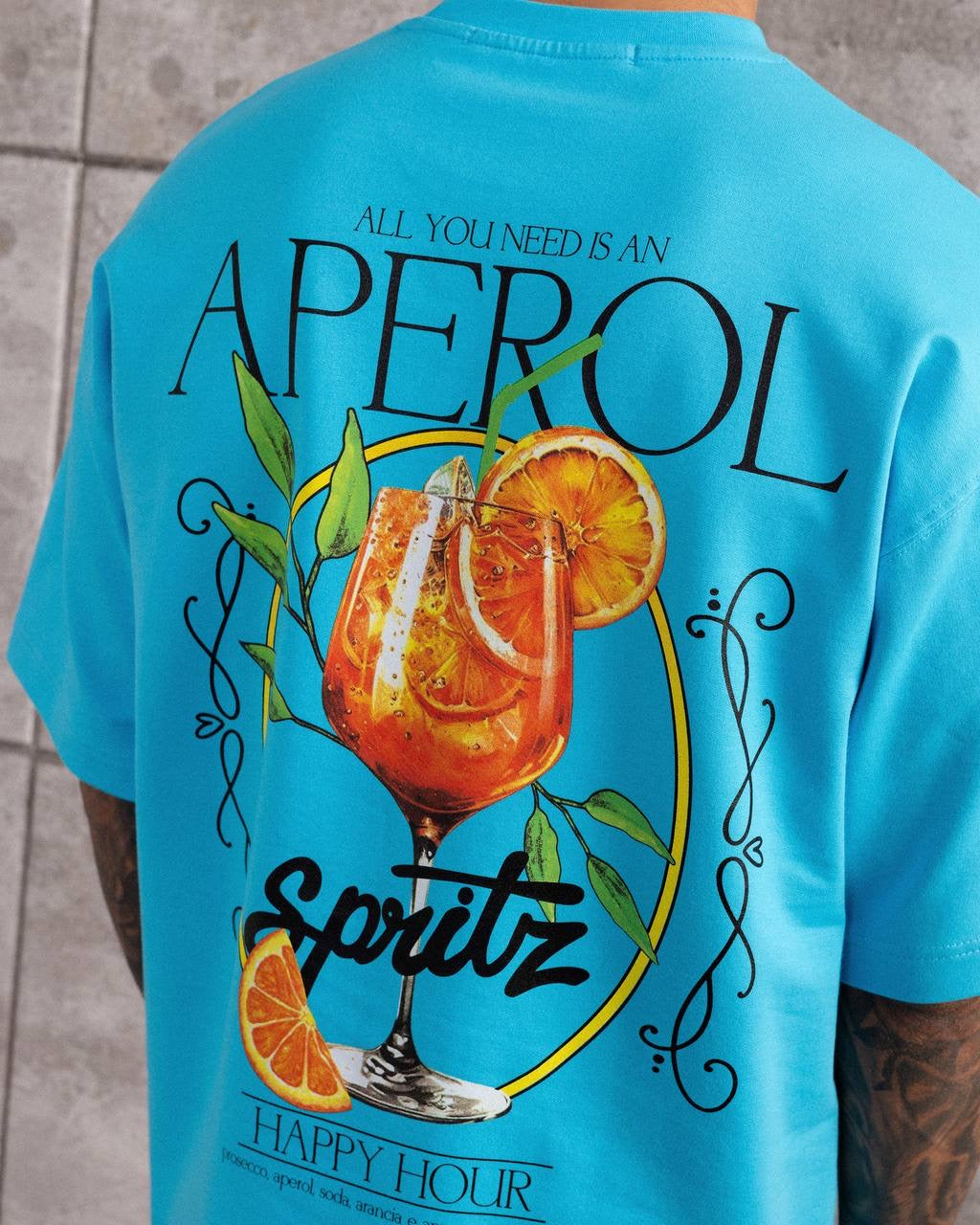 Men’s Summer Aperol Spritz Graphic Oversized Streetwear T-Shirt