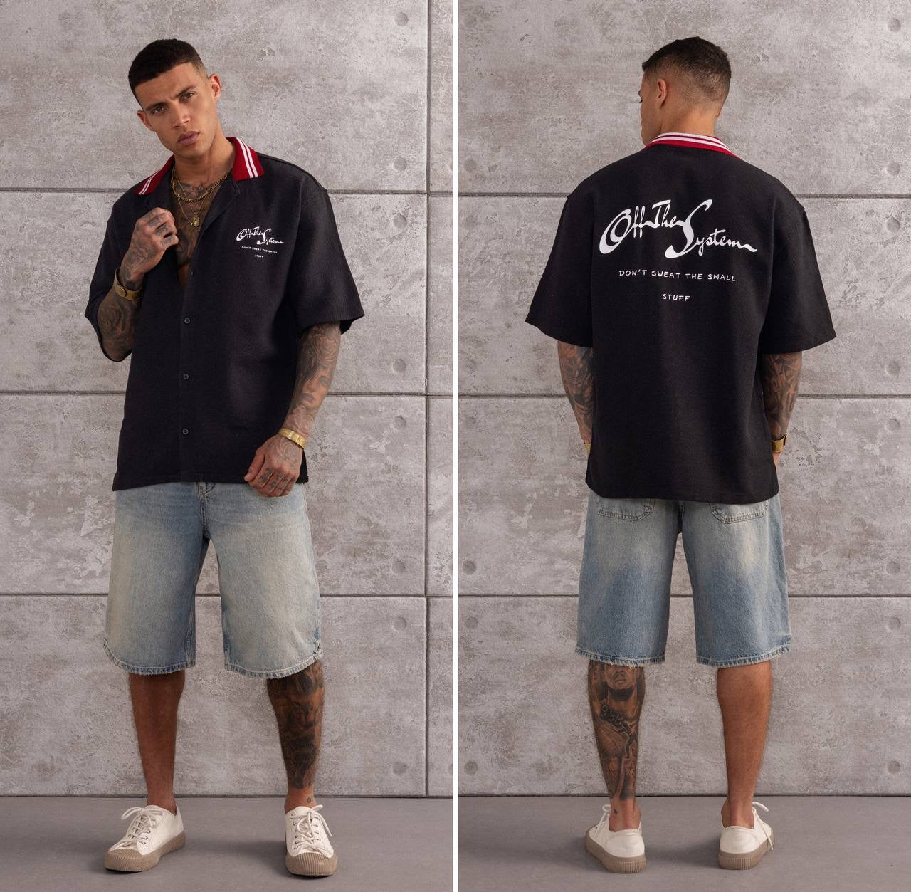 Off The System Statement Short Sleeve Shirt with Contrast Collar