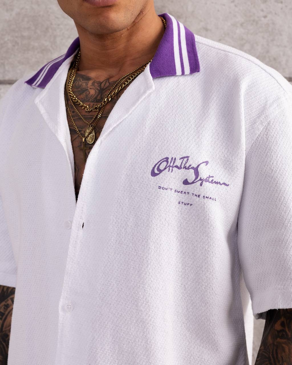 Off The System Statement Short Sleeve Shirt with Contrast Collar