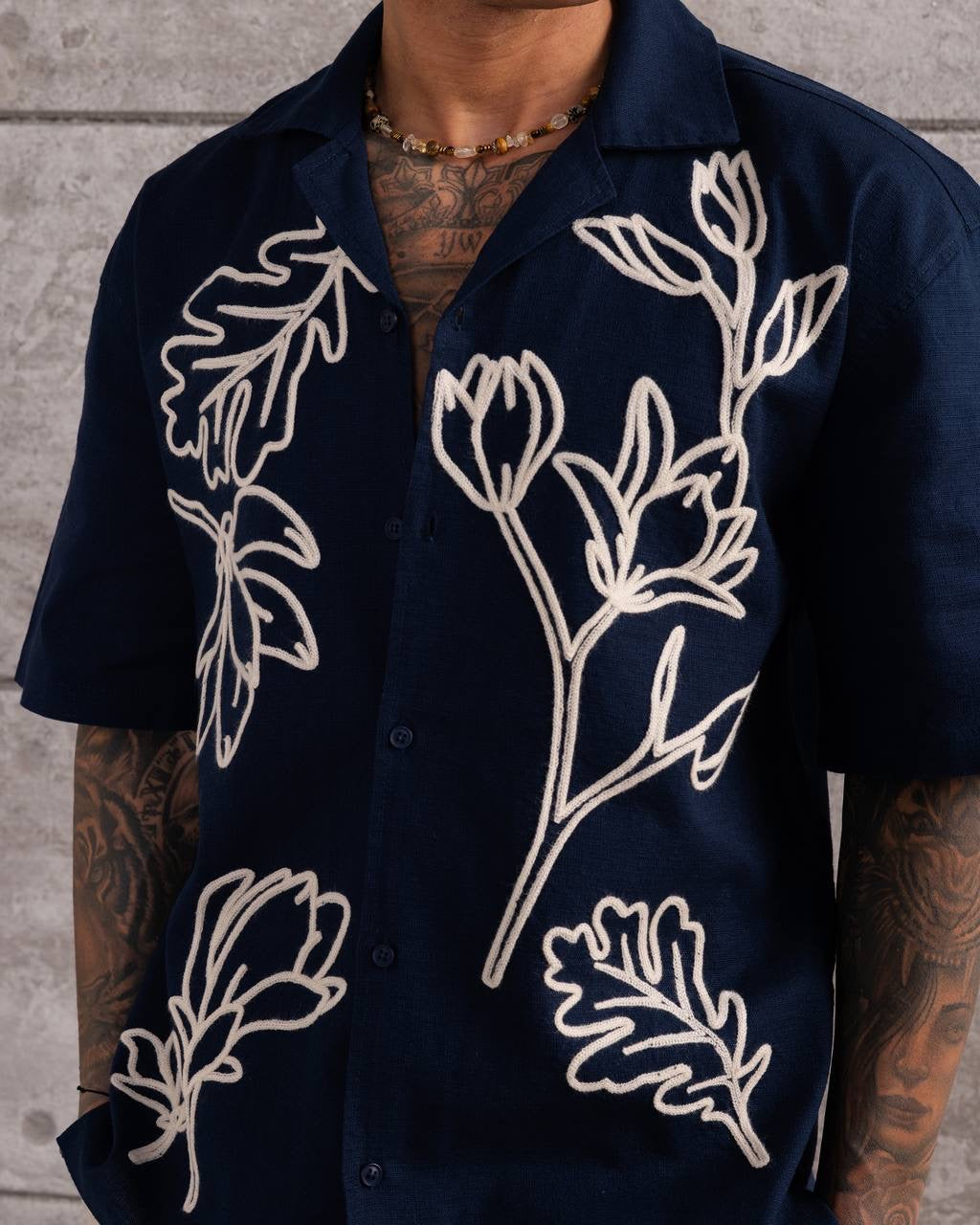 Embroidered Oversized Shirt – Men’s Short Sleeve Shirt
