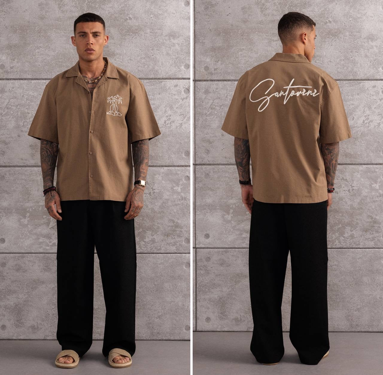 Men’s Short Sleeve Button-Up Oversized Summer Shirt