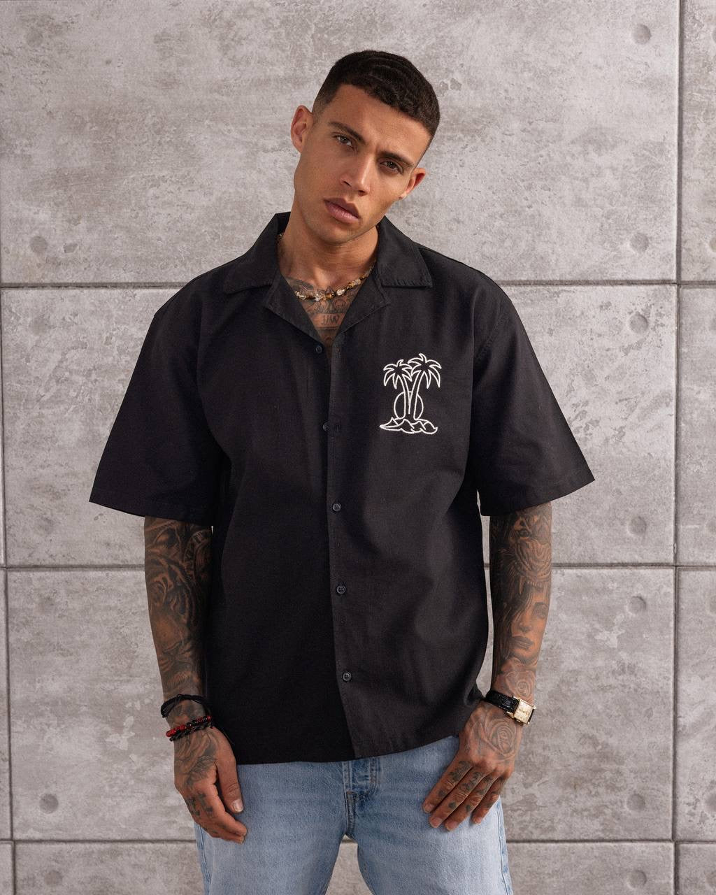 Men’s Short Sleeve Button-Up Oversized Summer Shirt