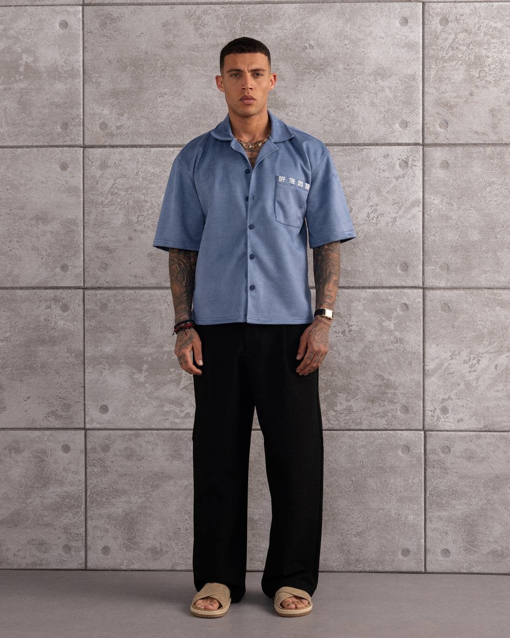 Embroidered Logo Button-Up Summer Shirt for Men’s