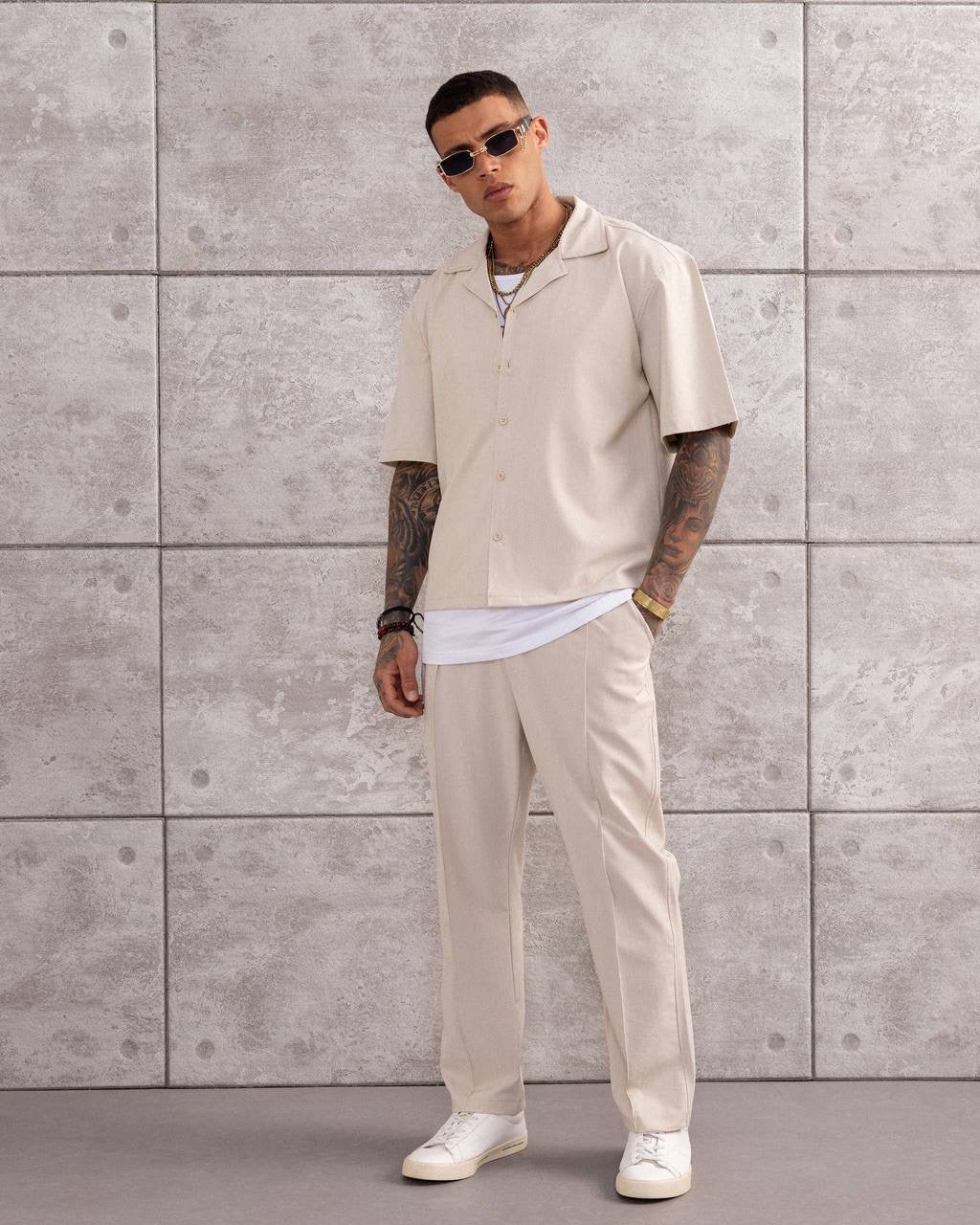 Men's Summer Co-ord Set – Short Sleeve Shirt & Relaxed Pants