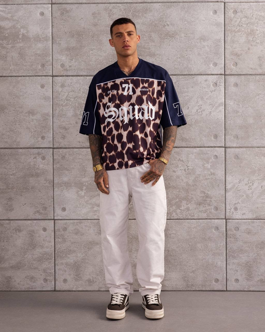 Squad 71 – Men’s Leopard Print Oversized Jersey T-Shirt